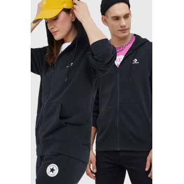 Converse bluză culoarea negru, cu glugă, uni 10023871.A01-CONVERSEBL