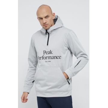 Peak Performance Bluză bărbați, culoarea gri, cu imprimeu