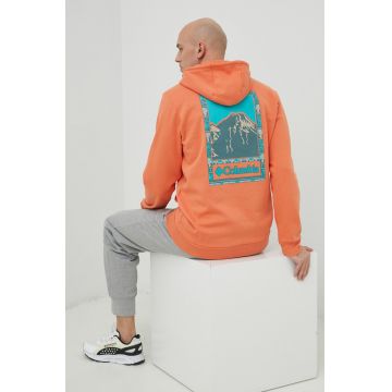 Columbia bluza barbati, culoarea portocaliu, cu imprimeu Columbia bluza barbati, culoarea portocaliu, cu imprimeu