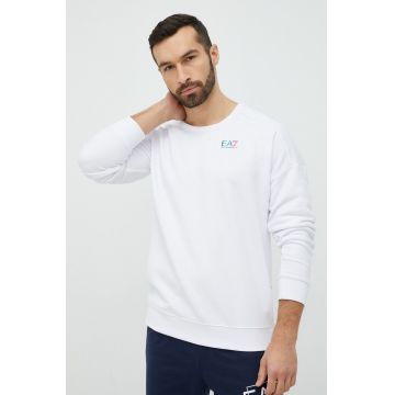 EA7 Emporio Armani bluza barbati, culoarea alb, cu imprimeu EA7 Emporio Armani bluza barbati, culoarea alb, cu imprimeu