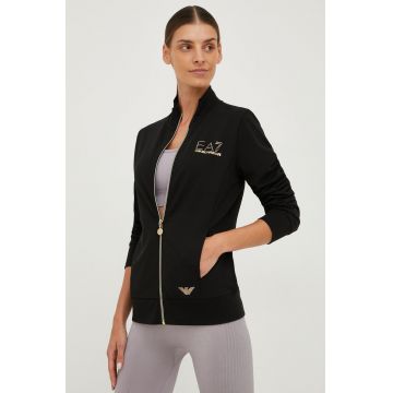 EA7 Emporio Armani bluza femei, culoarea negru, cu imprimeu