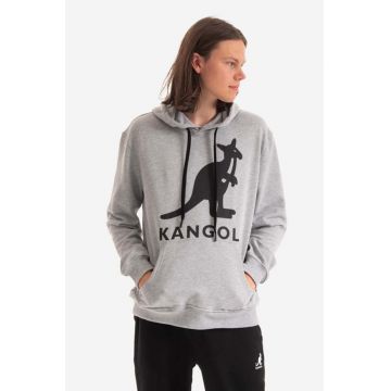 Kangol hanorac de bumbac culoarea negru, cu glugă, cu imprimeu KLEU001-99 Kangol hanorac de bumbac culoarea negru, cu glugă, cu imprimeu KLEU001-99