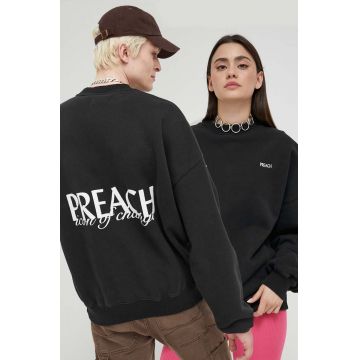 Preach hanorac de bumbac culoarea negru, neted Preach hanorac de bumbac culoarea negru, neted