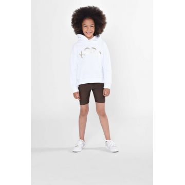 Michael Kors bluza copii culoarea alb, cu glugă, cu imprimeu Michael Kors bluza copii culoarea alb, cu glugă, cu imprimeu