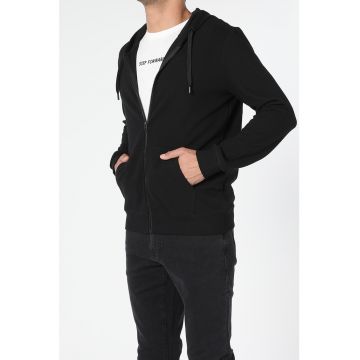 Hanorac cu fermoar si aspect striat Hanorac cu fermoar si aspect striat