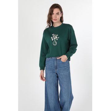 Bluza sport cu decolteu la baza gatului si imprimeu grafic Bluza sport cu decolteu la baza gatului si imprimeu grafic