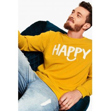 Bluza sport cu decolteu la baza gatului si text