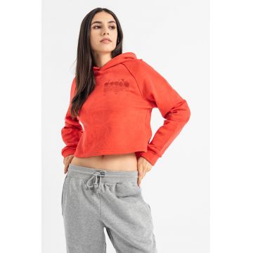 Hanorac crop cu imprimeu abstract Manifesto - Coral