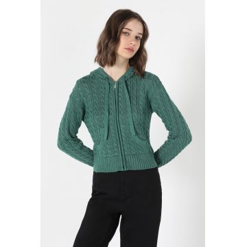 Hanorac tricotat cu design cu torsade Hanorac tricotat cu design cu torsade