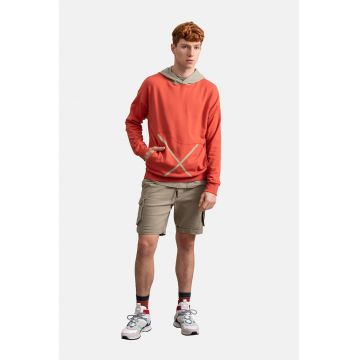 Hanorac unisex cu buzunar kangaroo - Coral/Grej