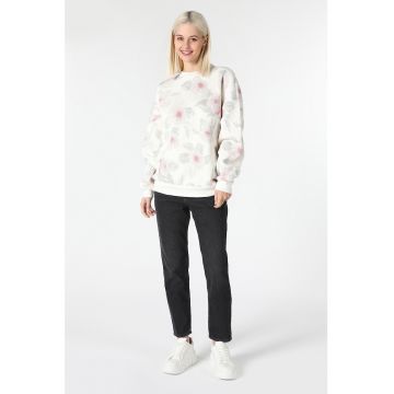 Bluza sport din amestec de bumbac cu model floral Bluza sport din amestec de bumbac cu model floral