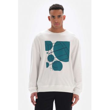 Bluza sport cu imprimeu si maneci cazute Bluza sport cu imprimeu si maneci cazute