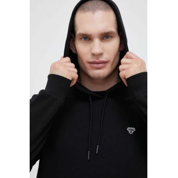 Hummel hanorac de bumbac barbati, culoarea negru, neted Hummel hanorac de bumbac barbati, culoarea negru, neted