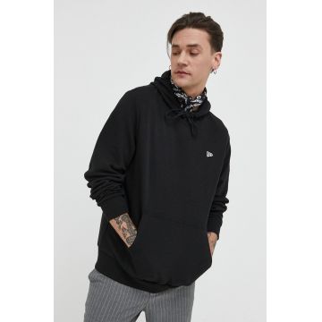 New Era bluza barbati, culoarea negru, cu glugă, neted New Era bluza barbati, culoarea negru, cu glugă, neted