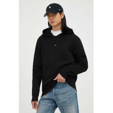 G-Star bluză bărbați, culoarea negru, cu glugă, uni