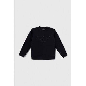 Emporio Armani bluza copii culoarea albastru marin, cu imprimeu