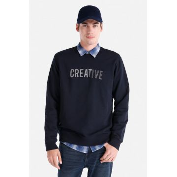 Bluza sport din bumbac cu imprimeu text Bluza sport din bumbac cu imprimeu text