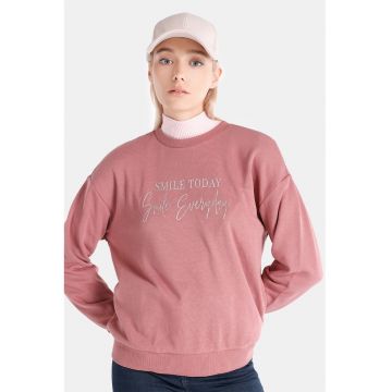 Bluza sport cu imprimeu si maneci cazute