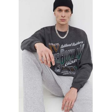 Abercrombie & Fitch bluza x NFL barbati, culoarea gri, cu imprimeu Abercrombie & Fitch bluza x NFL barbati, culoarea gri, cu imprimeu