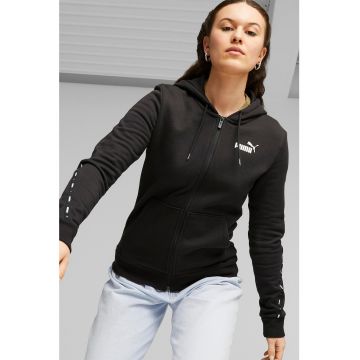 Hanorac cu fermoar si logo Essential Tape - Negru