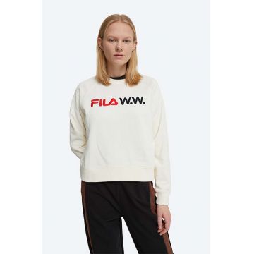 Wood Wood bluză Elena x Fila femei, culoarea alb, cu imprimeu 688375.N15-WHITE Wood Wood bluză Elena x Fila femei, culoarea alb, cu imprimeu 688375.N15-WHITE