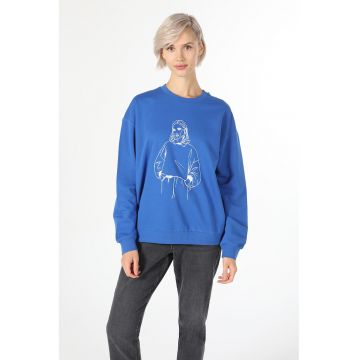 Bluza sport cu decolteu la baza gatului si imprimeu grafic Bluza sport cu decolteu la baza gatului si imprimeu grafic