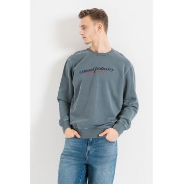 Bluza sport de bumbac cu imprimeu logo Ginn - Albastru prafuit -