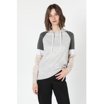 Hanorac din amestec de lana cu design colorblock Hanorac din amestec de lana cu design colorblock