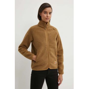 Fjallraven hanorac fleece Vardag Pile culoarea maro, uni Fjallraven hanorac fleece Vardag Pile culoarea maro, uni
