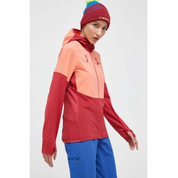LA Sportiva hanorac Session Tech Hoody culoarea rosu, cu glugă, modelator LA Sportiva hanorac Session Tech Hoody culoarea rosu, cu glugă, modelator