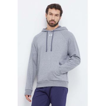 Under Armour bluza barbati, culoarea gri, cu glugă, neted Under Armour bluza barbati, culoarea gri, cu glugă, neted