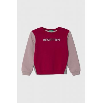 United Colors of Benetton bluza copii culoarea violet, modelator