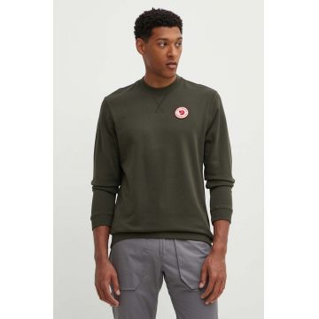 Fjallraven hanorac de bumbac 1960 Logo Badge Sweater bărbați, culoarea verde, cu imprimeu  F87163