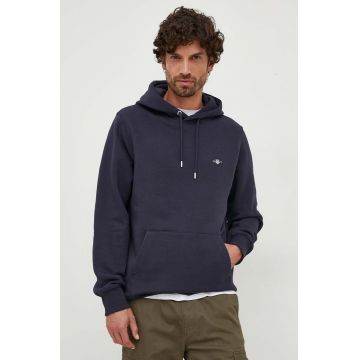 Gant bluza barbati, culoarea albastru marin, cu glugă, neted