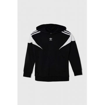 adidas Originals bluza copii culoarea negru, cu glugă, modelator adidas Originals bluza copii culoarea negru, cu glugă, modelator
