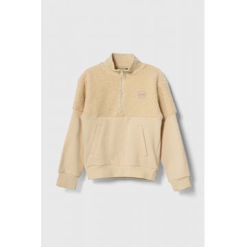 United Colors of Benetton bluza copii culoarea bej, neted United Colors of Benetton bluza copii culoarea bej, neted