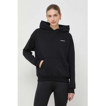 La Mania bluza femei, culoarea negru, cu glugă, cu imprimeu