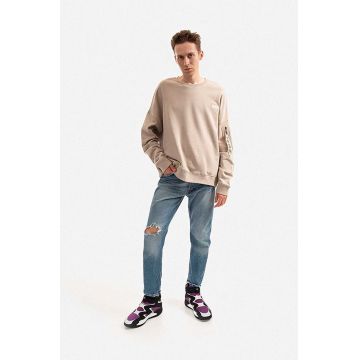 Alpha Industries hanorac de bumbac bărbați, culoarea bej, uni 118317.627-cream Alpha Industries hanorac de bumbac bărbați, culoarea bej, uni 118317.627-cream