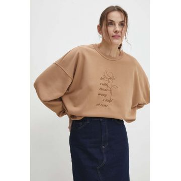 Answear Lab bluza femei, culoarea bej, cu imprimeu Answear Lab bluza femei, culoarea bej, cu imprimeu