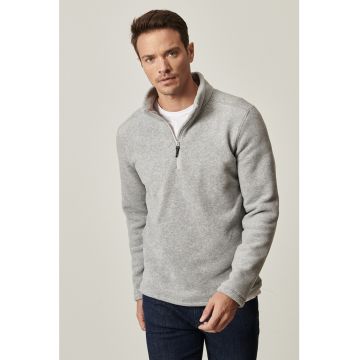 Bluza de trening din fleece cu fenta cu fermoar - Gri melange -