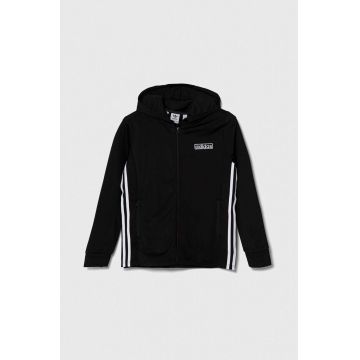 adidas Originals bluza copii culoarea negru, cu glugă, cu imprimeu