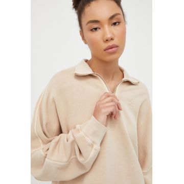 adidas Originals hanorac de bumbac femei, culoarea bej, cu imprimeu   IR6013