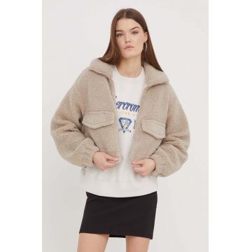 Hollister Co. bluza femei, culoarea bej, neted