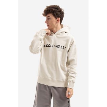 A-COLD-WALL* hanorac de bumbac Essential Logo Hoodie bărbați, culoarea bej, cu glugă, cu imprimeu ACWMW057.-BONE A-COLD-WALL* hanorac de bumbac Essential Logo Hoodie bărbați, culoarea bej, cu glugă, cu imprimeu ACWMW057.-BONE
