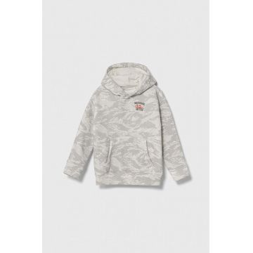 Abercrombie & Fitch bluza copii culoarea gri, cu glugă, modelator Abercrombie & Fitch bluza copii culoarea gri, cu glugă, modelator