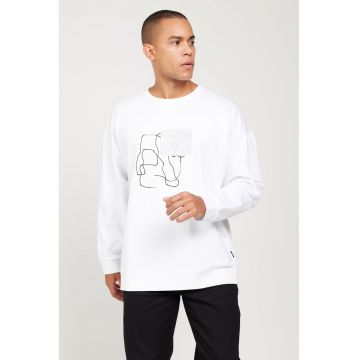 Bluza de trening cu imprimeu si maneci cazute Bluza de trening cu imprimeu si maneci cazute