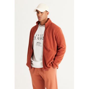 Bluza de trening din material fleece cu fermoar