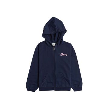 Roxy bluza copii DOWN THE WAYB culoarea albastru marin, cu glugă, cu imprimeu Roxy bluza copii DOWN THE WAYB culoarea albastru marin, cu glugă, cu imprimeu