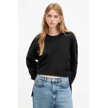 AllSaints hanorac de bumbac MIRA culoarea negru, neted AllSaints hanorac de bumbac MIRA culoarea negru, neted