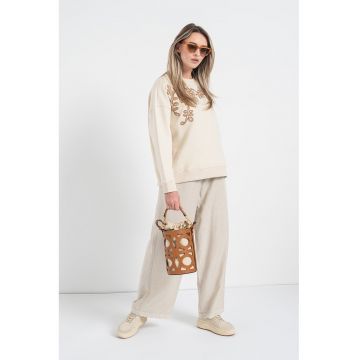 Bluza de trening cu detalii brodate